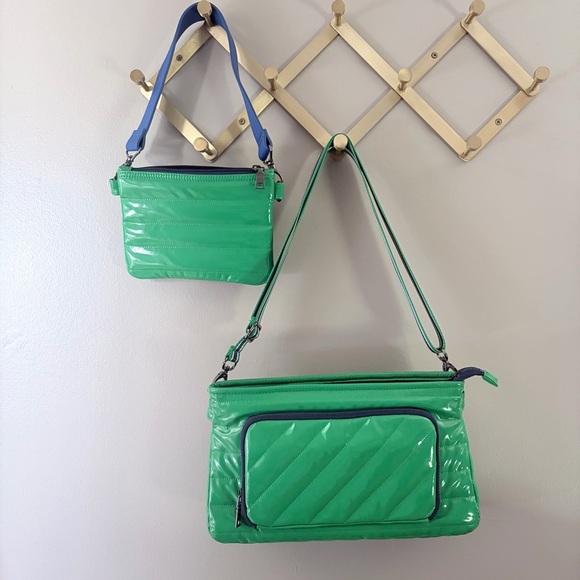 THINK ROYLN Handbags - Think Royln Street XL Crossbody Bag & Pouch Set in Shiny Green Quilted - NWOT